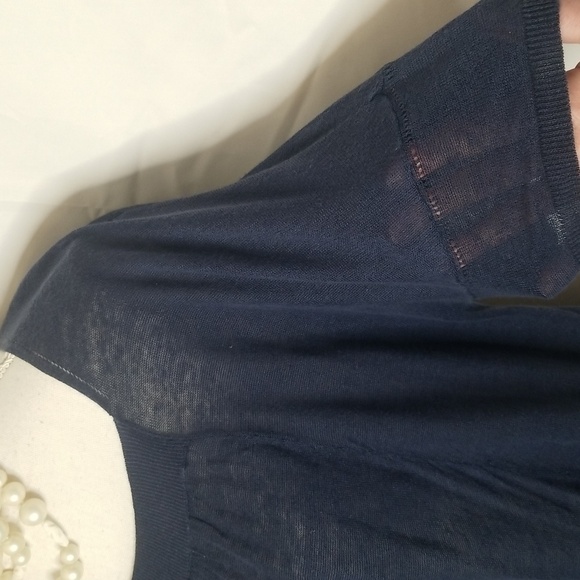 Sandro sheer blue linen knit blend dress Open Knit short sleeve Sz2 is US 4/6 - Picture 7 of 16